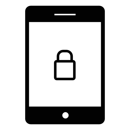 Tablet locked, security, IOS 7 interface symbol