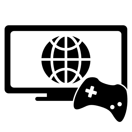 Online games symbol of a monitor and a game control