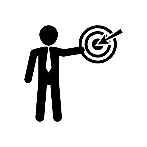 Businessman presenting a discussion with circular target symbol