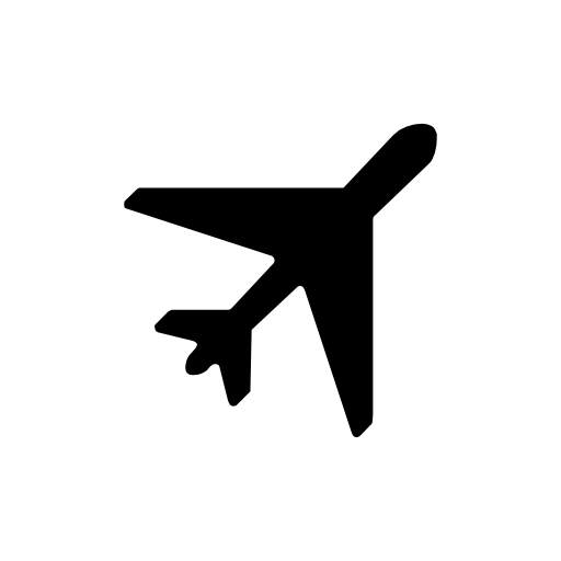 Airplane dark shape rotated to right diagonal