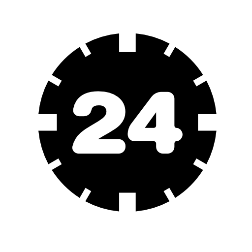 24 hours service, clock symbol