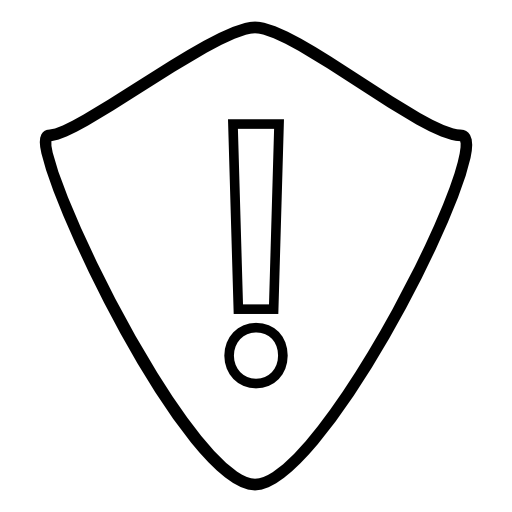 Warning sign on a shield
