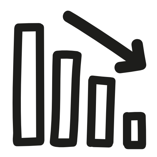 Business graphic down hand drawn symbol