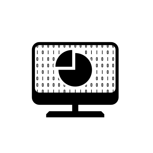 Computer screen with pie graph symbol