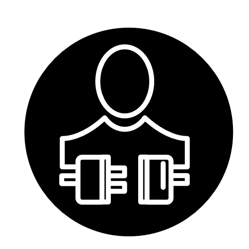 Person and connections outline symbol inside a circle
