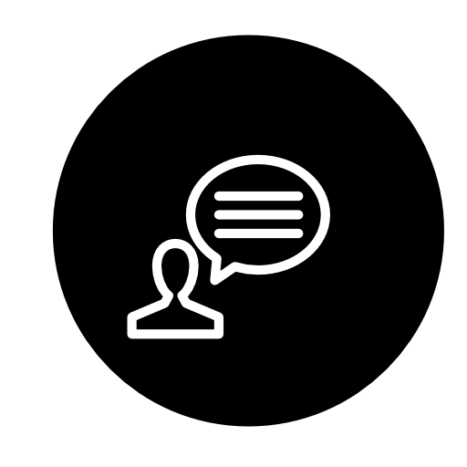 Person speaking symbol in a circle
