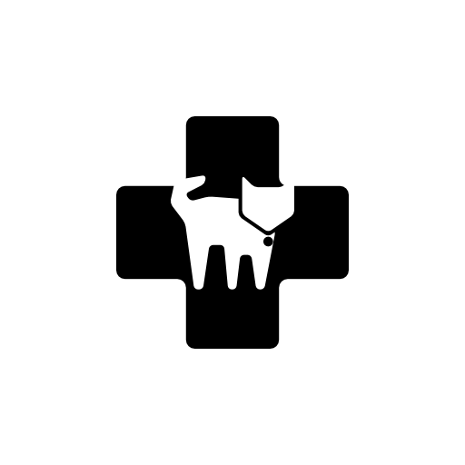 Veterinary clinic symbol of a cat in a cross
