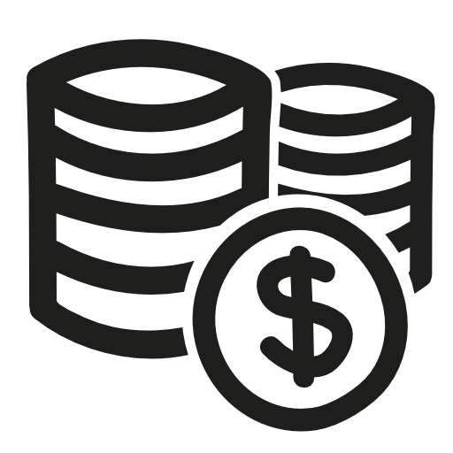 Coins stacks of dollars hand drawn commercial symbol