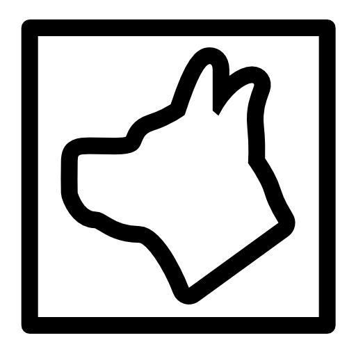 Dog shape outline in a square