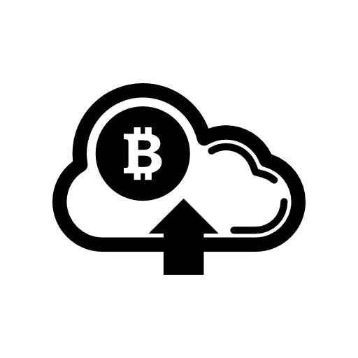 Bitcoin on cloud with up arrow symbol