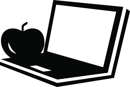 Open laptop with an apple