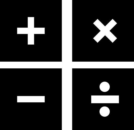 Mathematical symbols in four squares