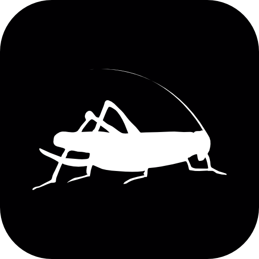Cricket or lobster silhouette inside a rounded square