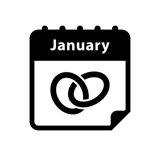 Wedding anniversary January calendar page