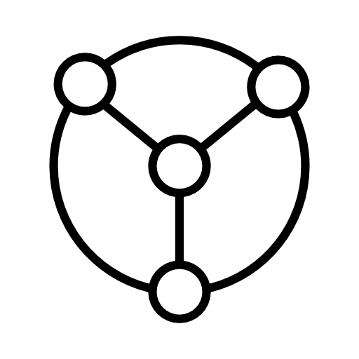 Data connected circular graphic interface symbol