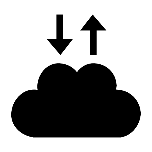 Cloud exchange interface symbol with up and down arrows