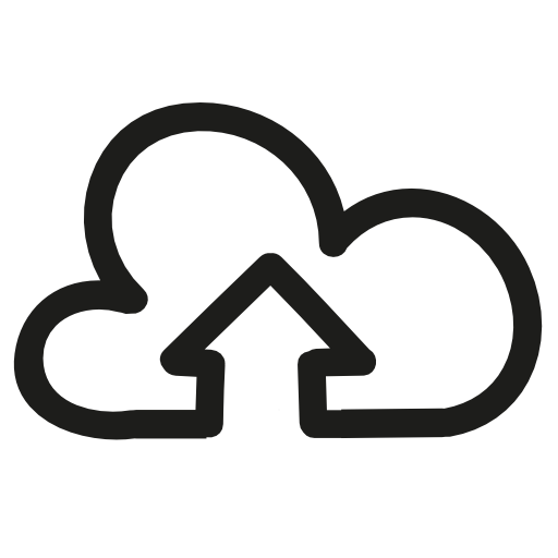 Upload hand drawn interface symbol of an up arrow in a cloud