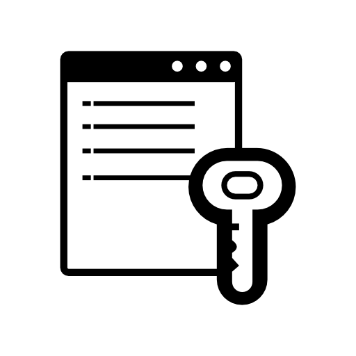 Data window lock symbol with a key