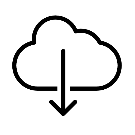 Cloud with arrow pointing down, IOS 7 interface symbol