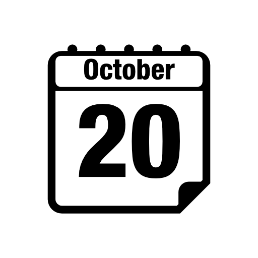 October 20 calendar daily page interface symbol of square outline