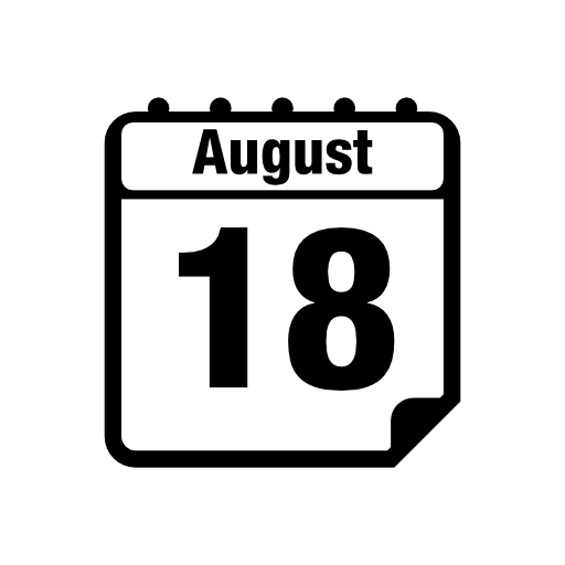 August 18 daily calendar page interface symbol