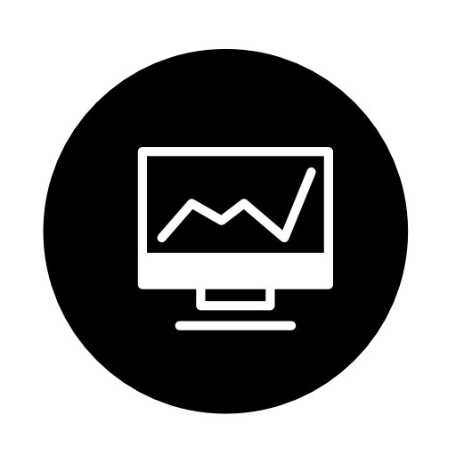 Line graphic on a computer monitor in a circle