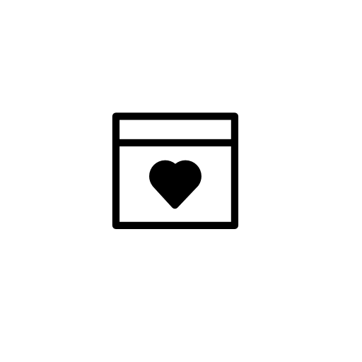 Browser with a heart symbol inside a circle