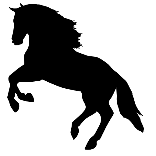 Jumping horse silhouette facing left side view