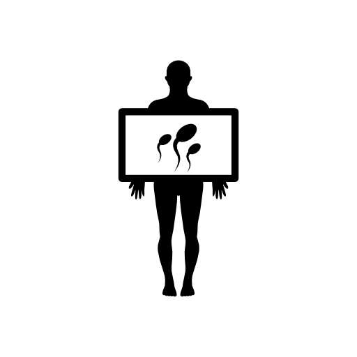 Male silhouette with plate showing sperms
