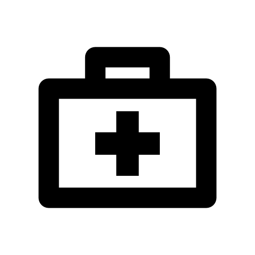 Medical kit with plus sign outline