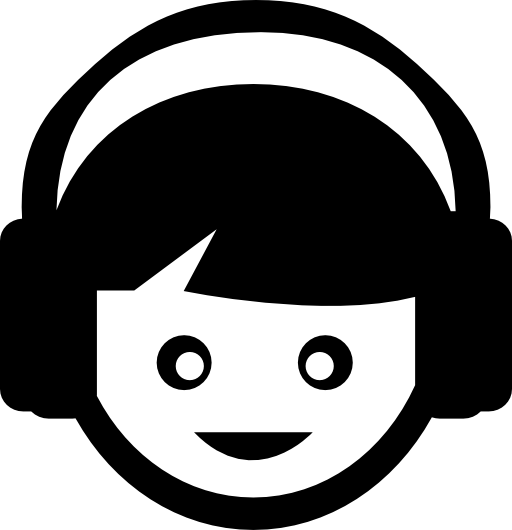 Kid listening music with headphones