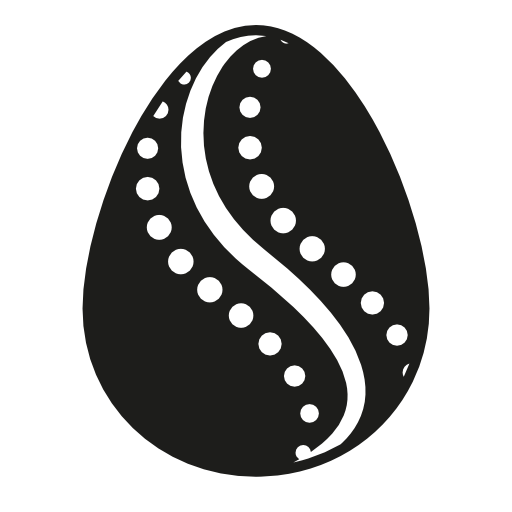 Easter egg with curved line decoration surrounded by dots