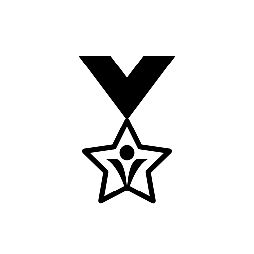 Star shaped medal hanging of a ribbon