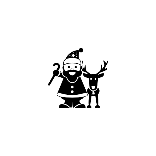 Christmas Santa Claus with a reindeer at his side