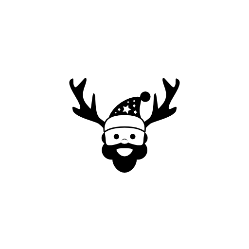 Santa Claus head with reindeer horns couple