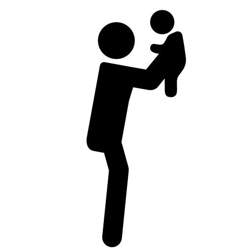 Man rising his baby from side view
