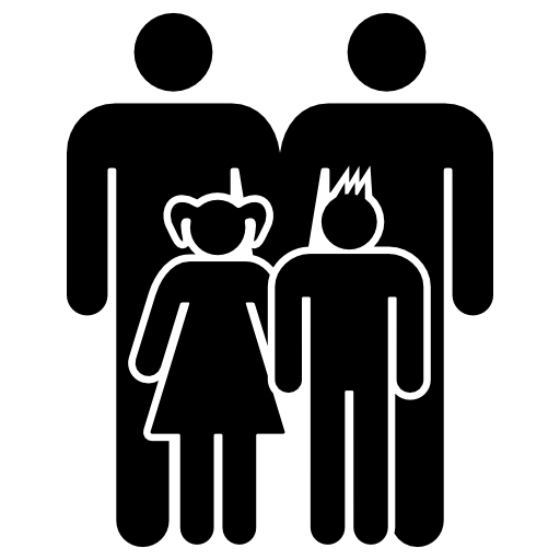 Men couple with childs