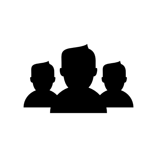 Male group of users close up silhouette