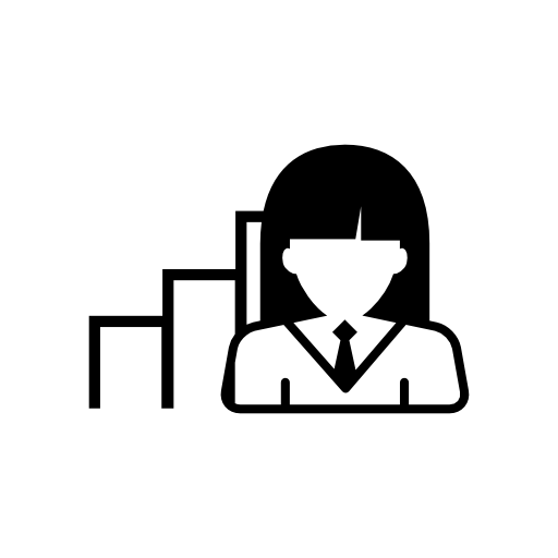 Business woman with bars graphic behind