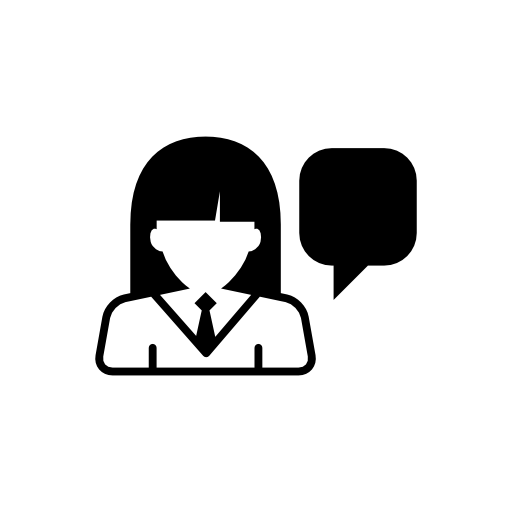 Female user talking with speech bubble