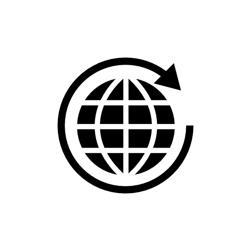 World grid with rotating arrow