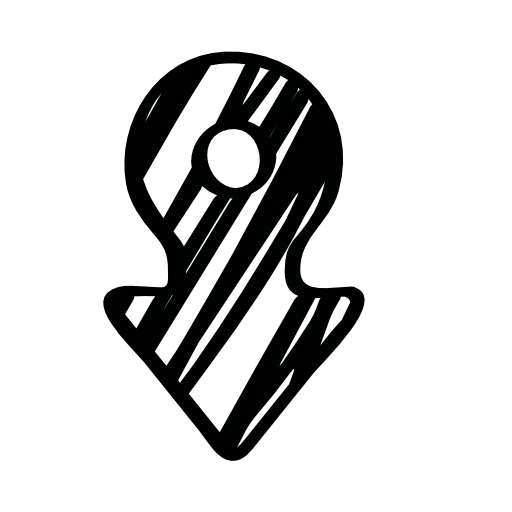 Sketched arrow pointing down with hole at center