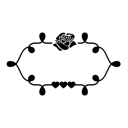 Flower ornament on a branches and leaves frame