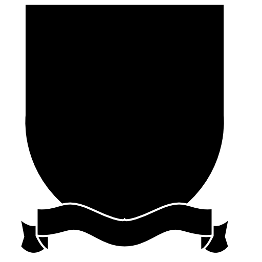 Shield badge with ribbon at the bottom