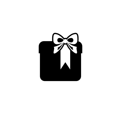 Gift box with ribbon on square rounded black shape