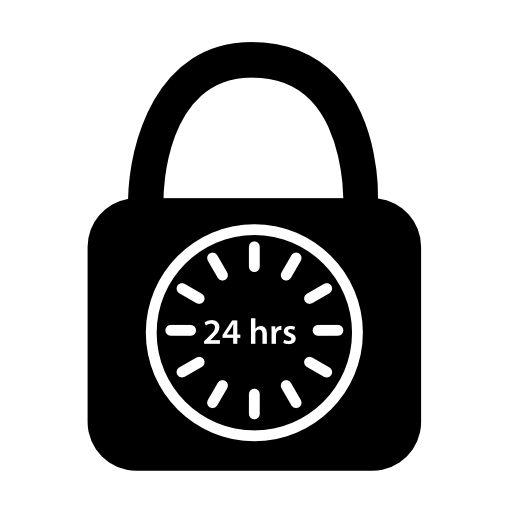 Padlock symbol of security 24 hours a day