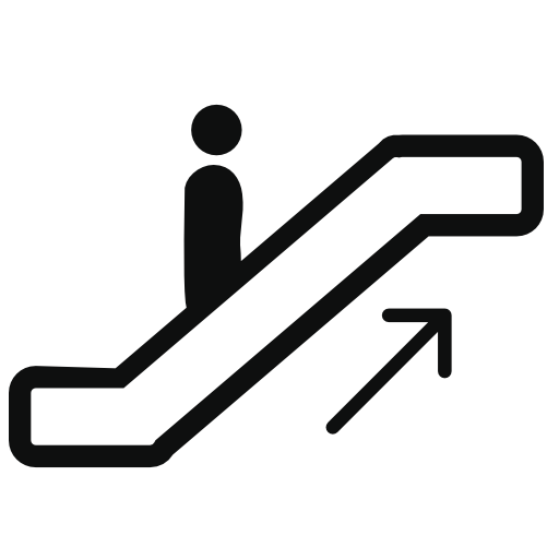 Person ascending by electric stairs