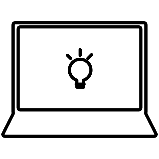 Open laptop with light bulb