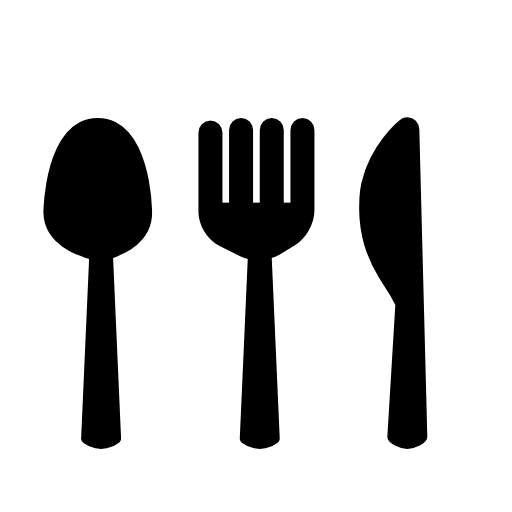 Spoon fork and knive silhouettes restaurant symbol