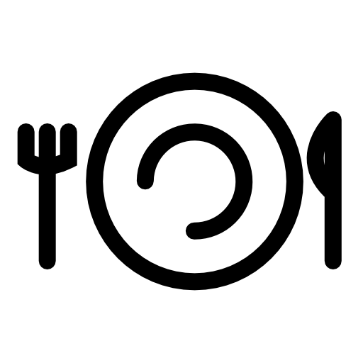 Fork, knife and plate outline